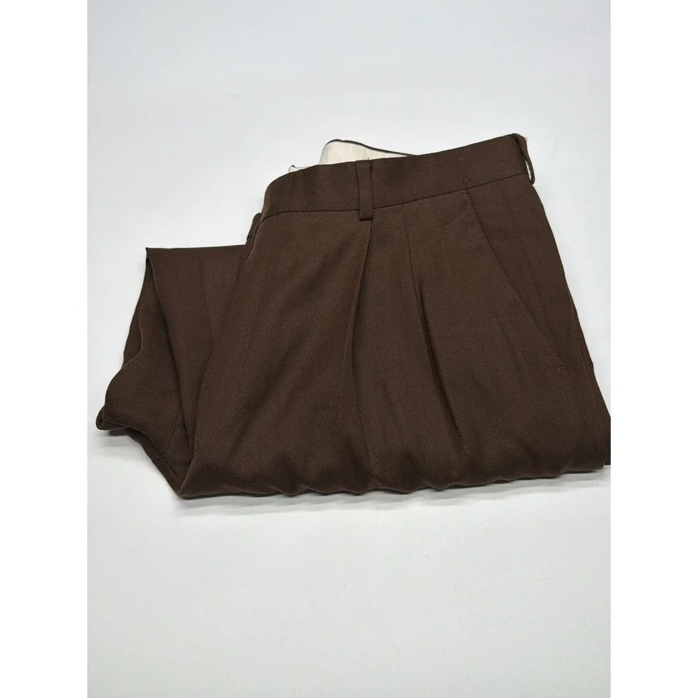 Monsieur by Givenchy Vintage Brown Double Pleated Cuffed Dress‎ Pants Mens 36R